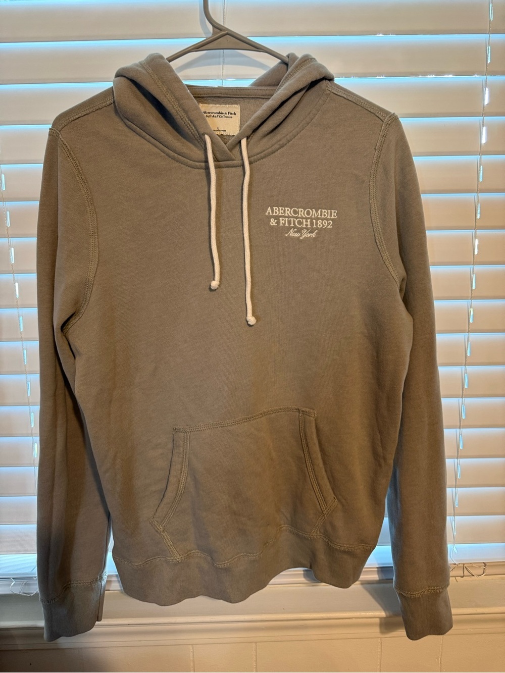 Abercrombie & Fitch Beige Hoodie L | Soft A&F Pullover Sweatshirt
